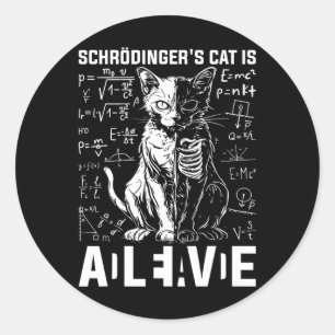 Sticker Rond Chat de Schrodinger - Physique morte et vivante