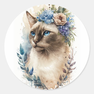 Sticker Rond Chat de Siamese