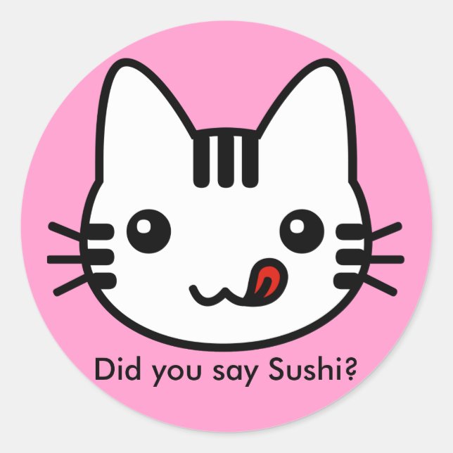 Sticker Rond Chat de sushi (Devant)
