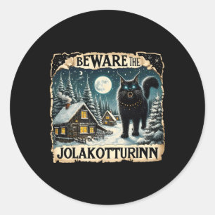 Sticker Rond Chat de Yule Noël islandais norrois Craignez Le Jo