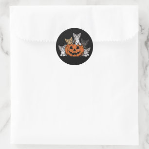 Sticker Rond Chat des années 90 Halloween Rétro Saison Sombre