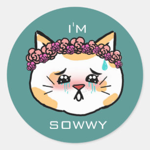 Sticker Rond Chat désolé de Kawaii