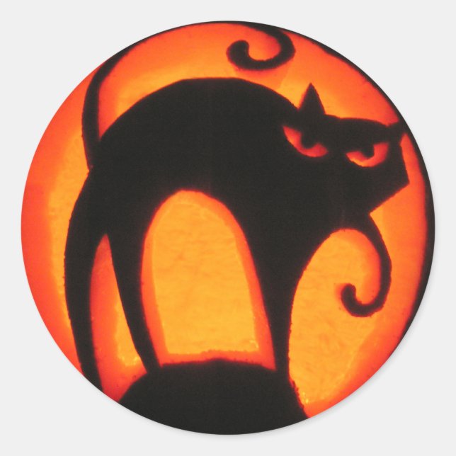 Sticker Rond Chat d'Halloween (Devant)