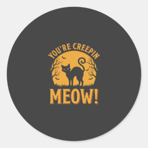 Sticker Rond Chat d'Halloween Tu me fais peur Miaou