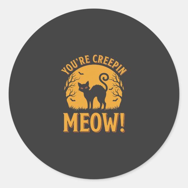 Sticker Rond Chat d'Halloween Tu me fais peur Miaou (Devant)