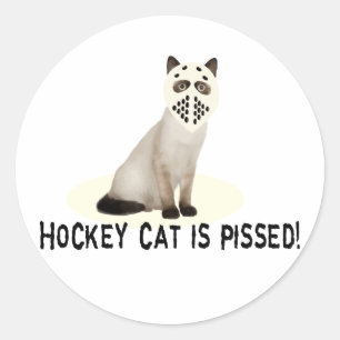 Sticker Rond Chat d'hockey pissé