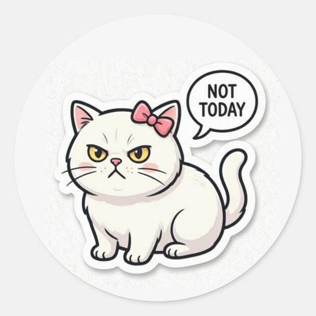 Sticker Rond Chat d'humeur drôle esthétique (Devant)