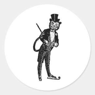 Sticker Rond Chat d'opéra sophistiqué vintage
