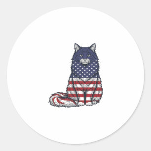 Sticker Rond Chat drapeau patriotique dessin de t-shirt vintage