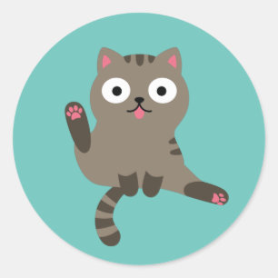 Sticker Rond Chat drôle