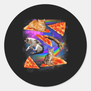 Sticker Rond Chat drôle de galaxie de Noël dans l'espace Chat à