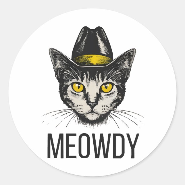 Sticker Rond Chat Drôle de Miaou (Devant)