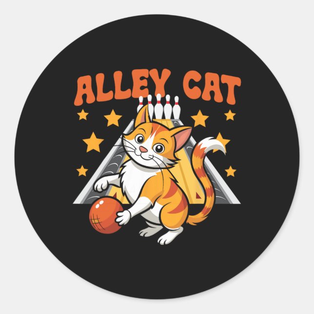 Sticker Rond Chat drôle de qualle de bowling Chat de l'allée  (Devant)