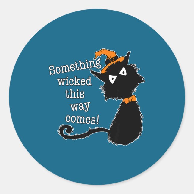 Sticker Rond Chat drôle d'Halloween - Citation de Shakespeare M (Devant)
