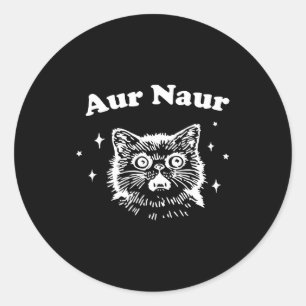 Sticker Rond Chat drôle et naur vintage mème sarcastique chaton