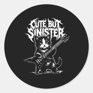 Sticker Rond Chat drôle jouant de la guitare guitariste rock an