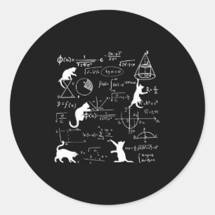 Sticker Rond Chat Drôle Jouer Avec Math Formules Kitten Chat Un