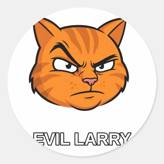 Sticker Rond Chat drôle Larry méchant (Devant)
