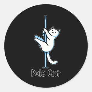 Sticker Rond Chat Drôle Le Danse Ou Est-ce Un Jeu De Mots Lecat
