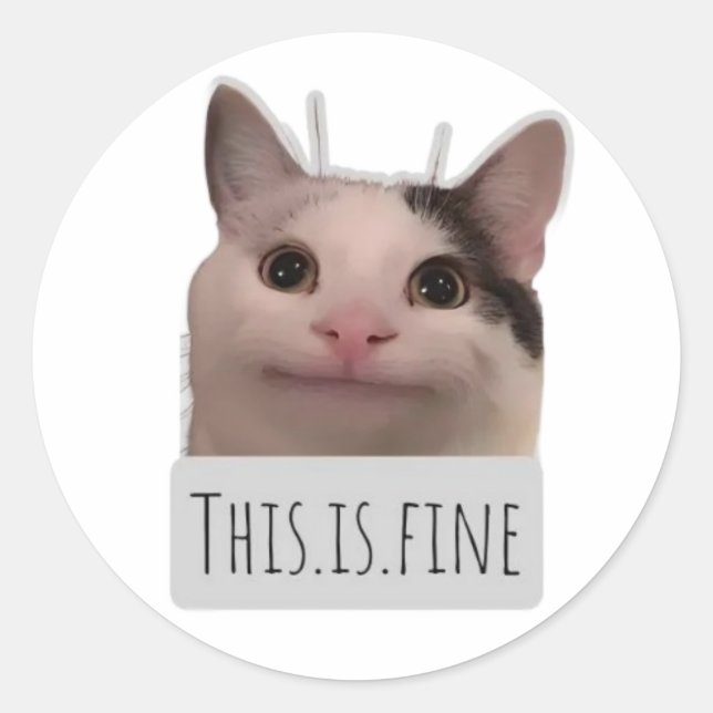 Sticker Rond chat drôle mème (Devant)