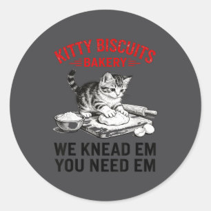 Sticker Rond Chat Drôle Pétrissant La Pâte Nous Les Pétrissons