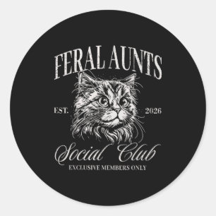 Sticker Rond Chat du club social de la tante sauvage