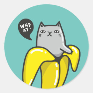 Sticker Rond Chat en banane