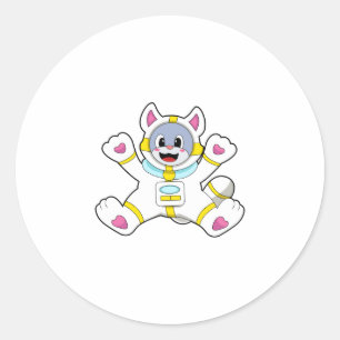 Sticker Rond Chat en tant qu'astronaute en costume