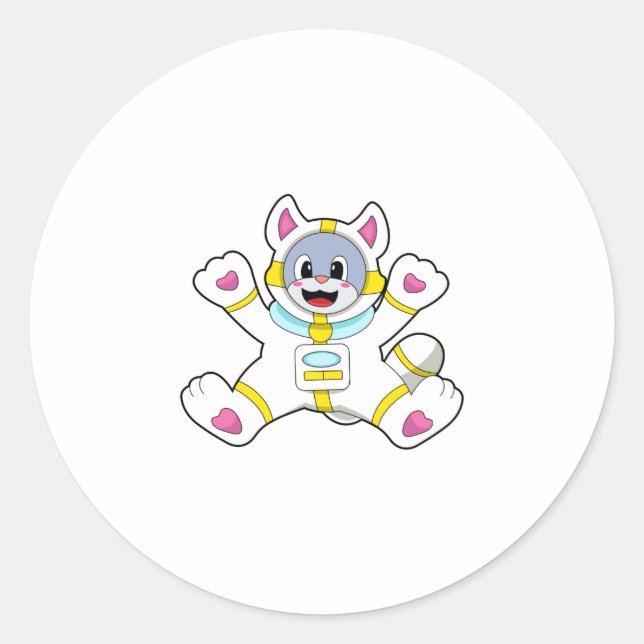 Sticker Rond Chat en tant qu&#x27;astronaute en costume (Devant)