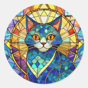 Sticker Rond Chat en verre tendu