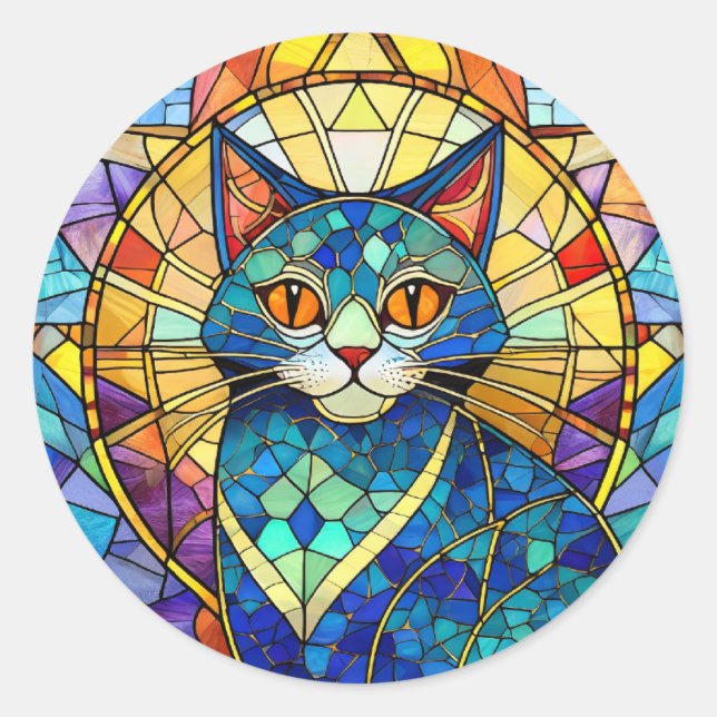 Sticker Rond Chat en verre tendu (Devant)