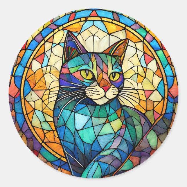 Sticker Rond Chat en verre tendu (Devant)