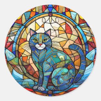 Sticker Rond Chat en verre tendu