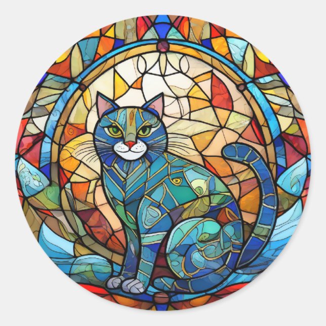 Sticker Rond Chat en verre tendu (Devant)