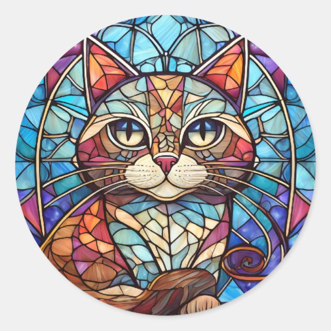 Sticker Rond Chat en verre tendu (Devant)