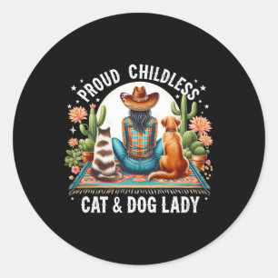 Sticker Rond Chat et amande sans enfant; Chien Lady Kamala Harr