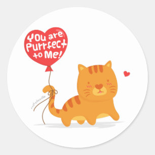 Sticker Rond Chat et ballon en forme de cœur absolument parfait