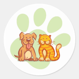 Sticker Rond Chat et chien
