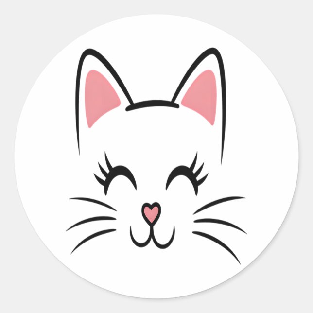 Sticker Rond Chat Face Whiskers Imprimer L'Amour Halloween (Devant)