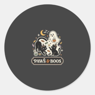 Sticker Rond Chat Fantôme Magie Halloween