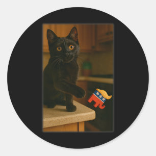 Sticker Rond Chat Frapper Trump De La Table De Comptoir Ledge D