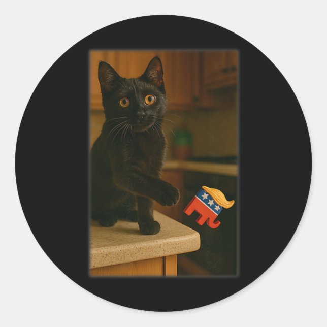 Sticker Rond Chat Frapper Trump De La Table De Comptoir Ledge D (Devant)