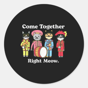Sticker Rond Chat Funny Noble Chat Venez Ensemble Droite Meow