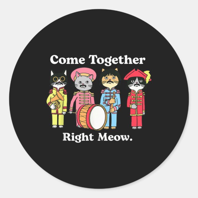 Sticker Rond Chat Funny Noble Chat Venez Ensemble Droite Meow (Devant)