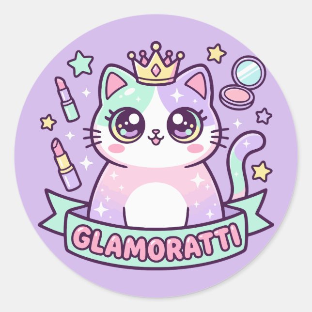 Sticker Rond Chat Glamoratti (Devant)