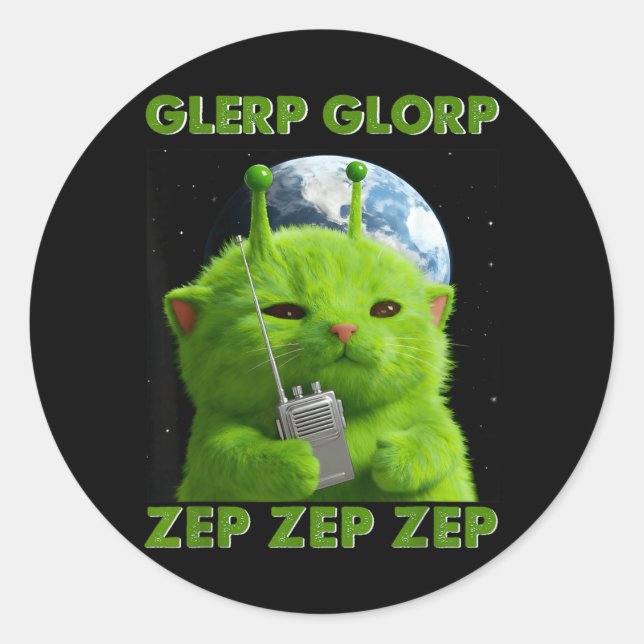 Sticker Rond Chat Gnarp Mème Drôle de Chat Alien Mème Brainrot  (Devant)