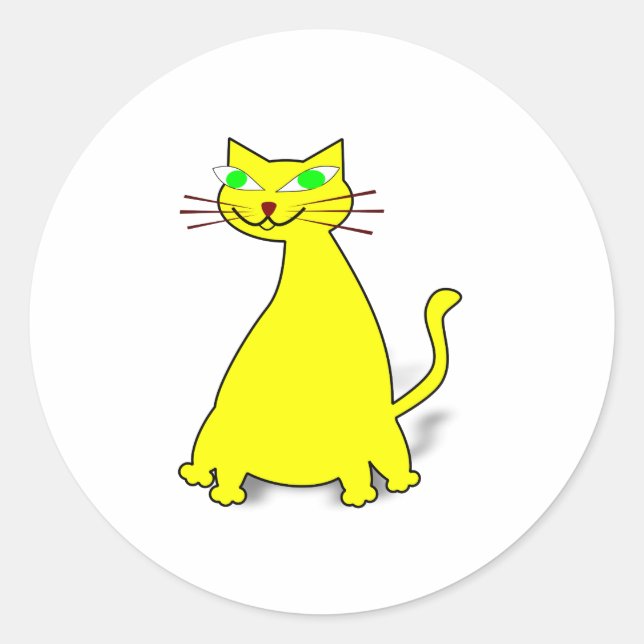 Sticker Rond Chat gras jaune (Devant)