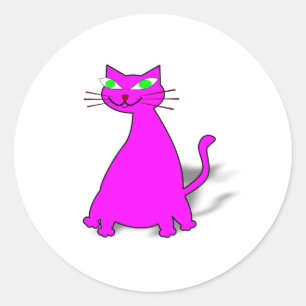 Sticker Rond Chat gras rose