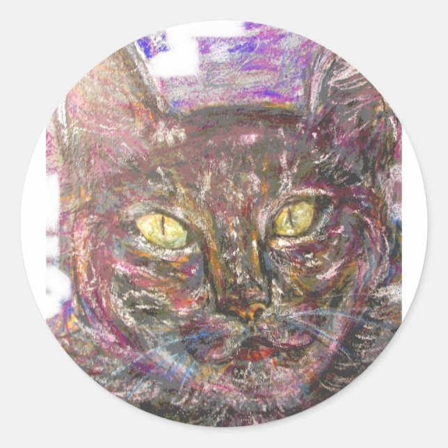 Sticker Rond chat grec coloré (Devant)