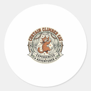 Sticker Rond Chat Grimpeur de Rideau Chat Grimpeur de Rideau Ve
